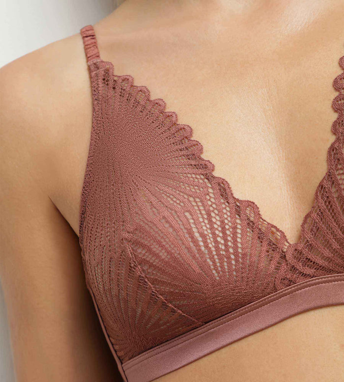 Soutien-gorge triangle sans armatures en dentelle Marron Chocolove