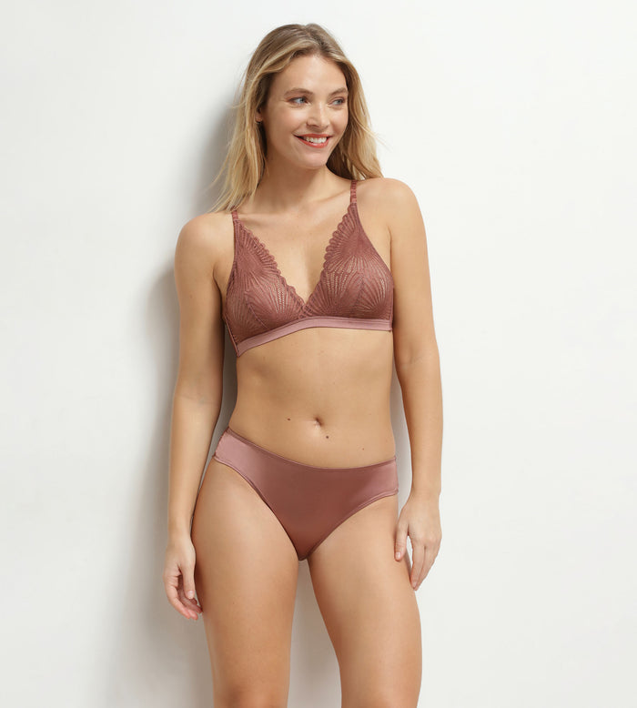 Soutien-gorge triangle sans armatures en dentelle Marron Chocolove