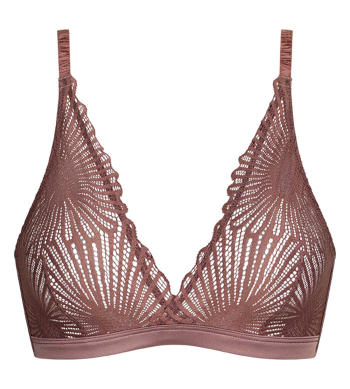 Soutien-gorge triangle sans armatures en dentelle Marron Chocolove