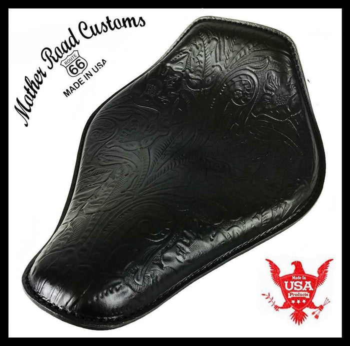 Spring Seat Chopper Bobber Harley Sportster Honda 11x14 Black Tooled Snub Nose - Mother Road Customs