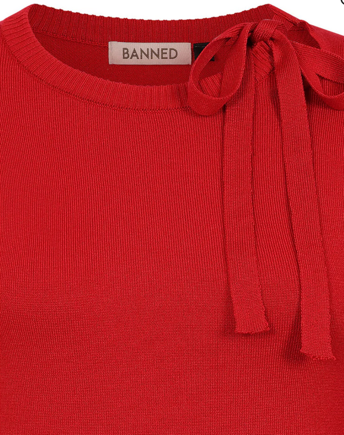 Strick-Pullover Bella Bow,mit Schleife, Rot