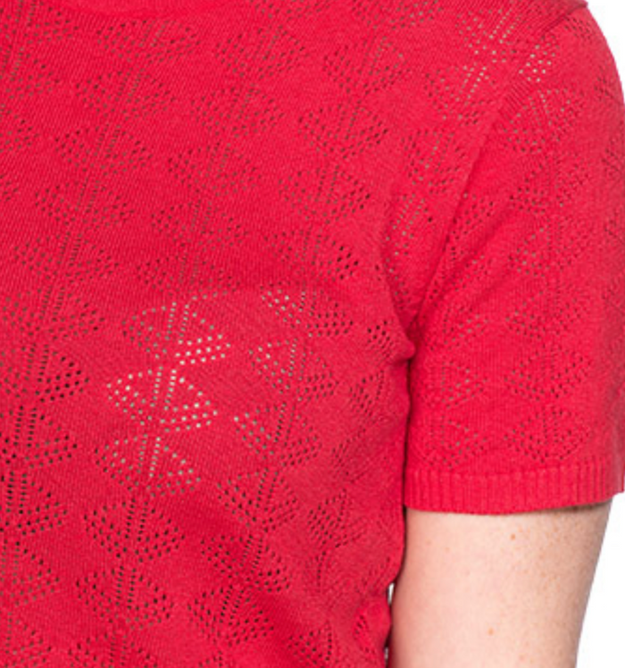 Strick-Shirt Nautical mit Lochstickerrei, Rot