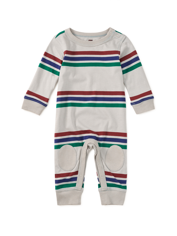 Stripe Knee Patch Baby Romper