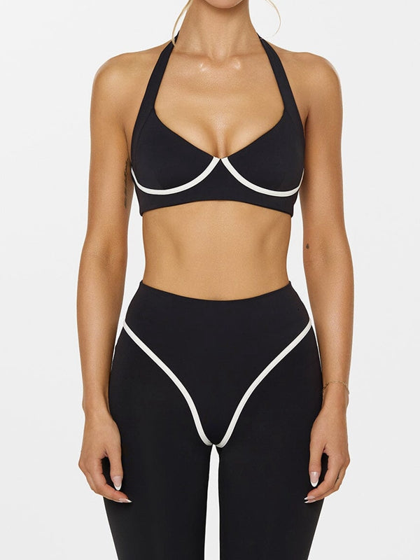 Stripes Backless Push-Up High-rise Tracksuit