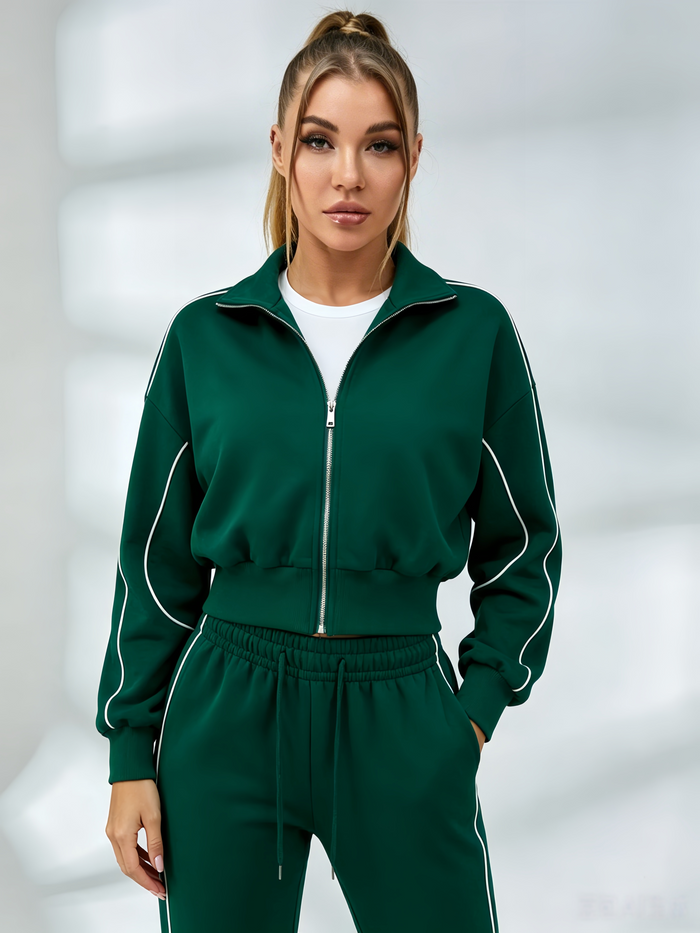 Stripes Zipper Pocket Casual Tracksuit
