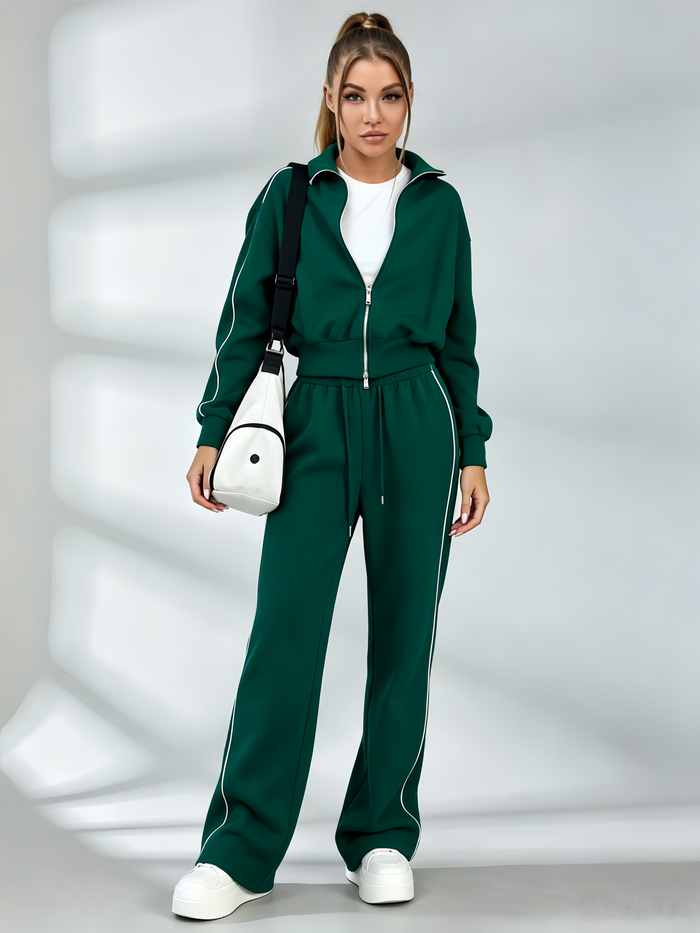 Stripes Zipper Pocket Casual Tracksuit