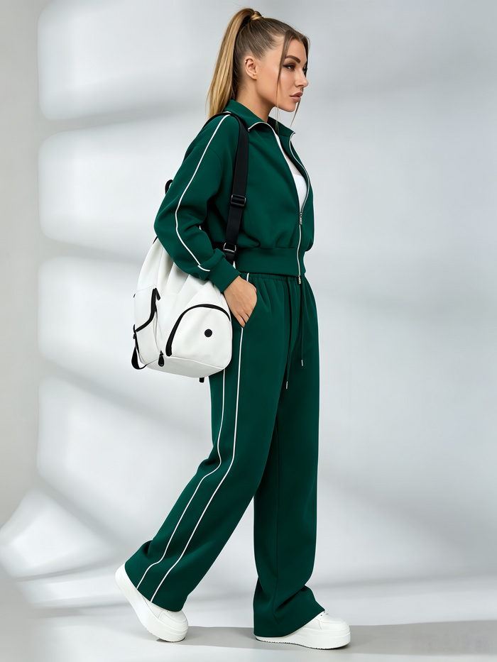 Stripes Zipper Pocket Casual Tracksuit