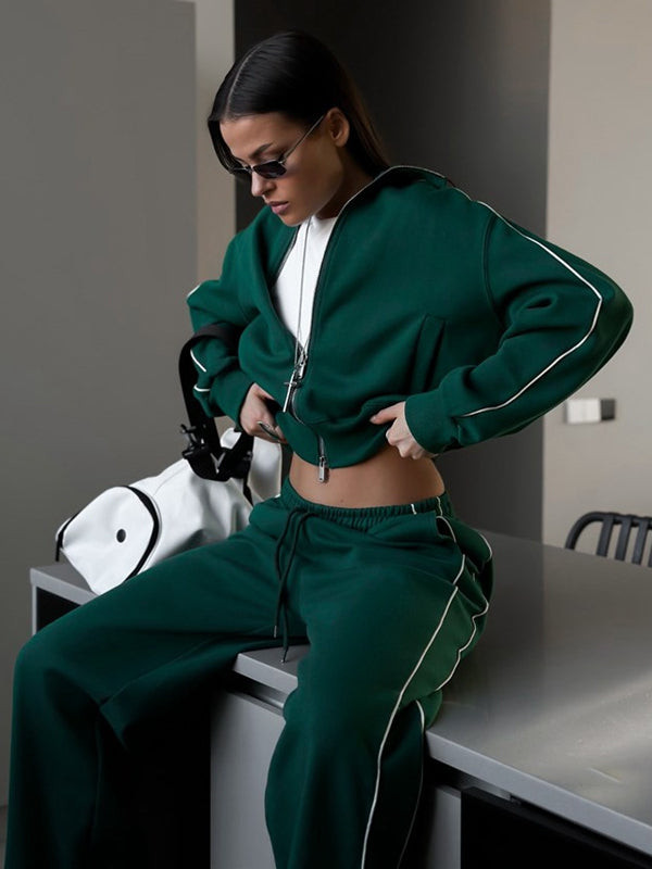 Stripes Zipper Pocket Casual Tracksuit