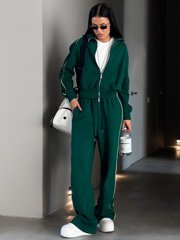 Stripes Zipper Pocket Casual Tracksuit