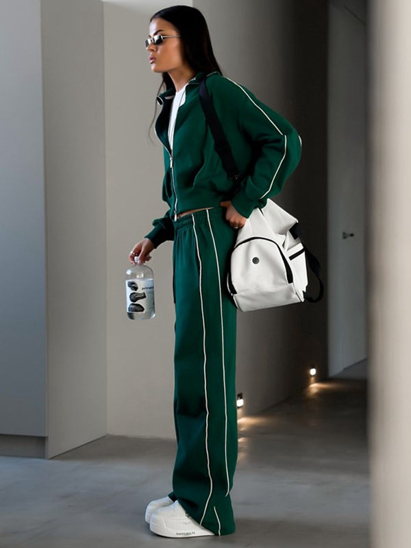 Stripes Zipper Pocket Casual Tracksuit
