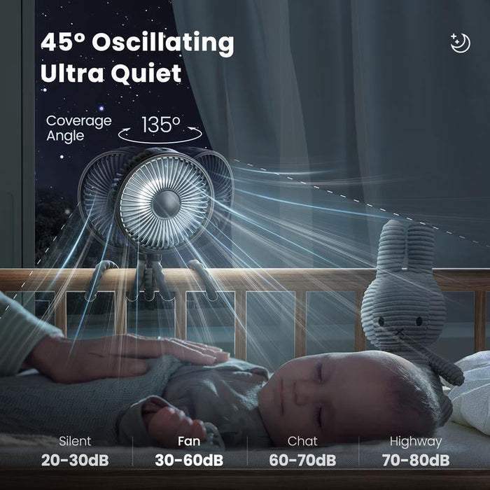 Stroller Hanging USB Rechargeable Octopus Fan with Adjustable Head