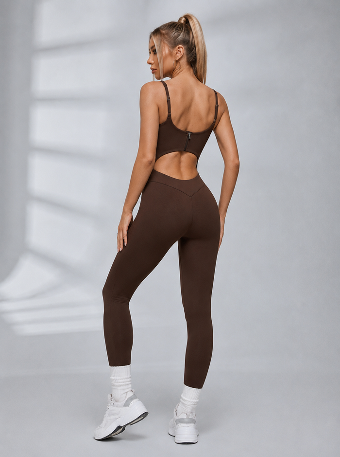 Super Sexy Front Cutout Adjustable Strap Back Zip Hip-lift Jumpsuit