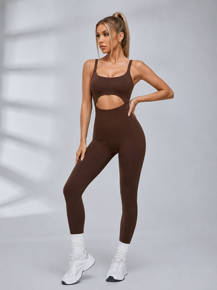 Super Sexy Front Cutout Adjustable Strap Back Zip Hip-lift Jumpsuit