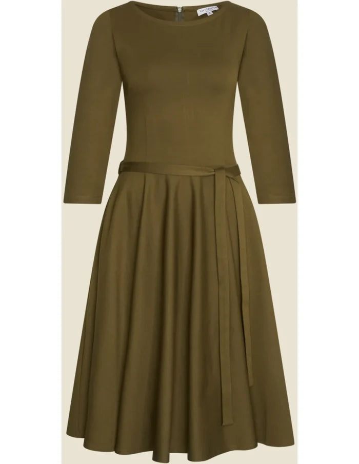 Swingkleid Ballerina Punty mit Bindegürtel, Oliv