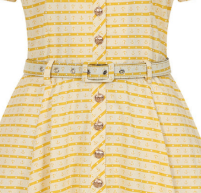 Swingkleid Bella Anchor Ahead 50's , Gelb-Ivory