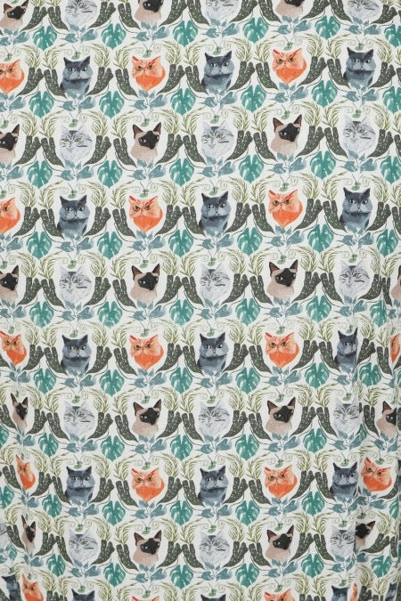 Swingkleid Bella Purrfect mit Katzenmotiv, Weiß-Bunt