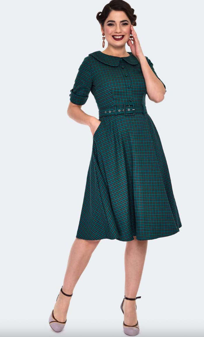 Swingkleid Check Midi 40's, Mehrfarbig, Plus Size