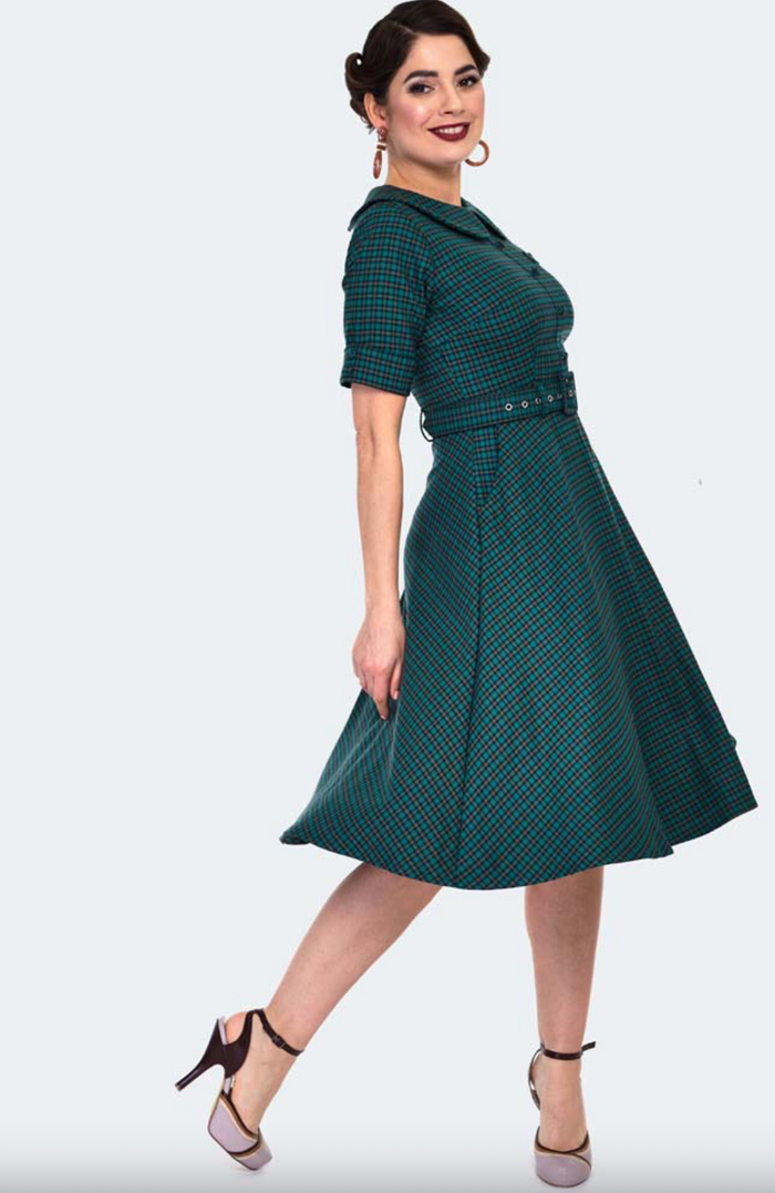 Swingkleid Check Midi 40's, Mehrfarbig, Plus Size