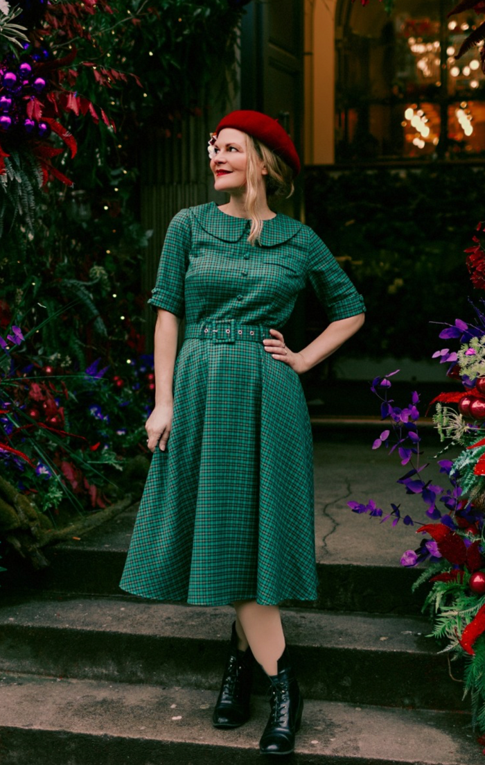 Swingkleid Check Midi 40's, Mehrfarbig