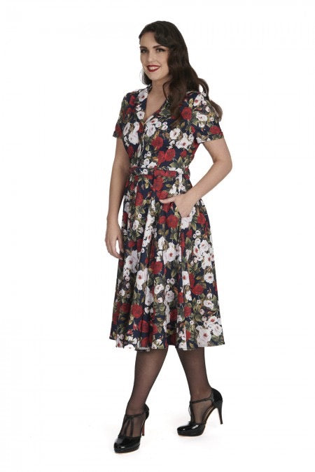 Swingkleid Dark  Rose , Navy
