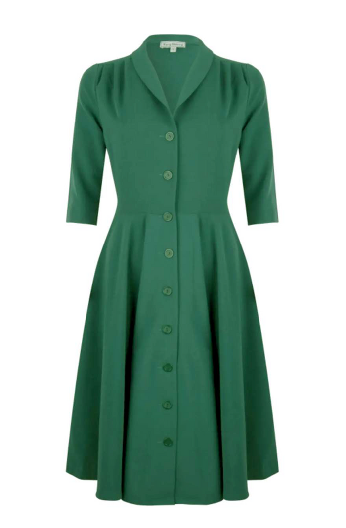 Swingkleid D'Laine Gabardine,  British Green ( Tannengrün) Gabardine