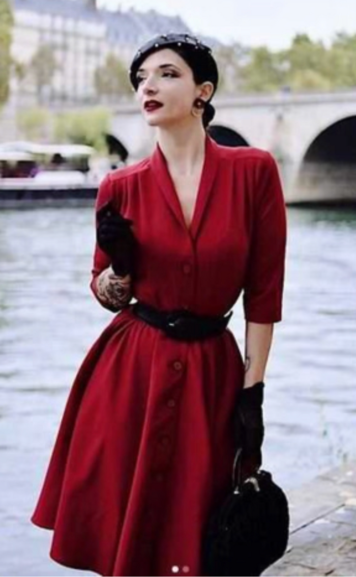 Swingkleid D'Laine Gabardine ,Rot