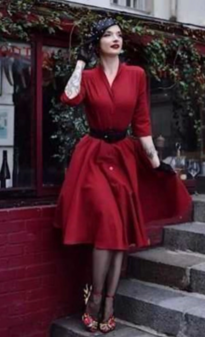 Swingkleid D'Laine Gabardine ,Rot