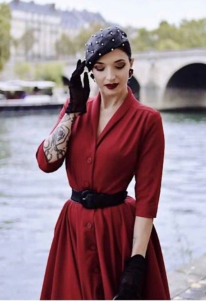 Swingkleid D'Laine Gabardine ,Rot