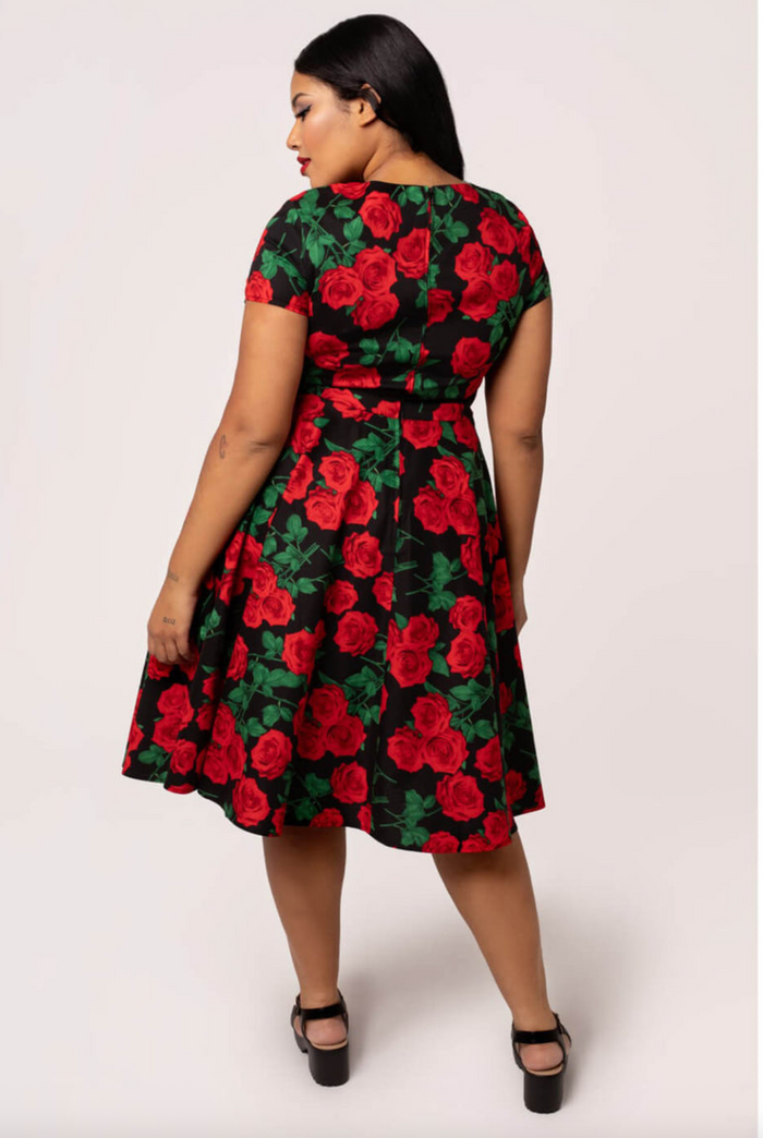 Swingkleid Dolce Vita 50's, Schwarz-Rot, Plus Size