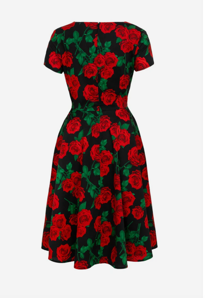 Swingkleid Dolce Vita 50's, Schwarz-Rot, Plus Size