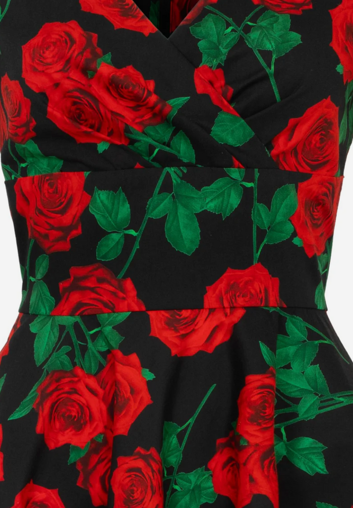 Swingkleid Dolce Vita 50's, Schwarz-Rot, Plus Size