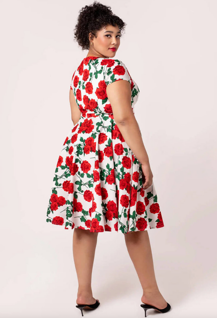 Swingkleid Dolce Vita 50's, Weiss-Rot , Plus Size