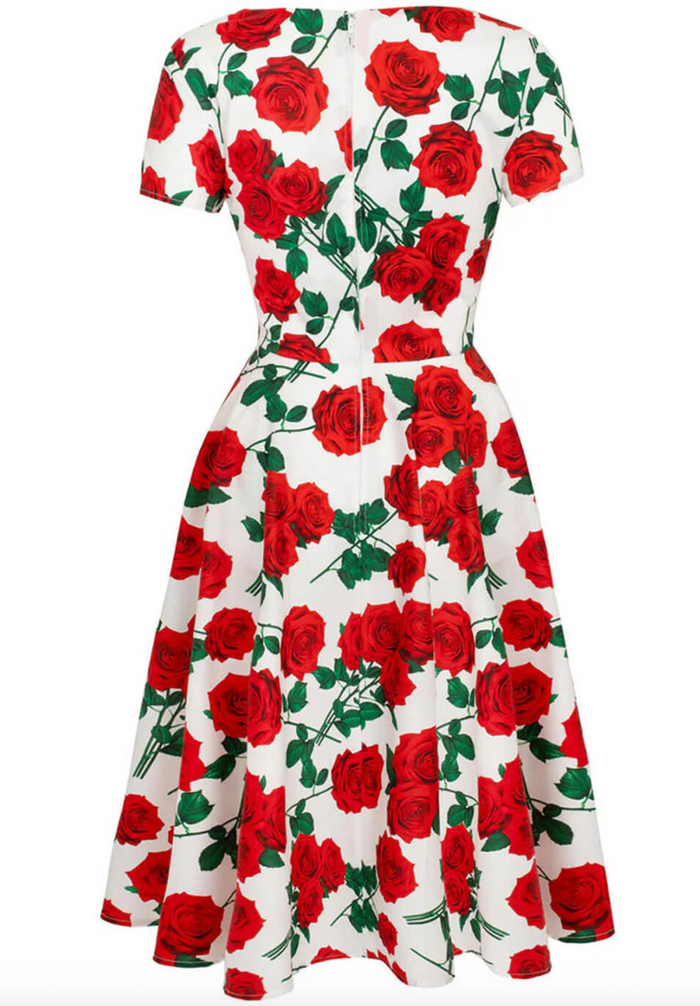 Swingkleid Dolce Vita 50's, Weiss-Rot , Plus Size