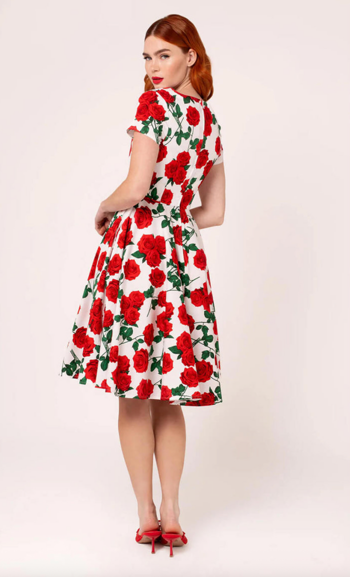 Swingkleid Dolce Vita 50's, Weiss-Rot