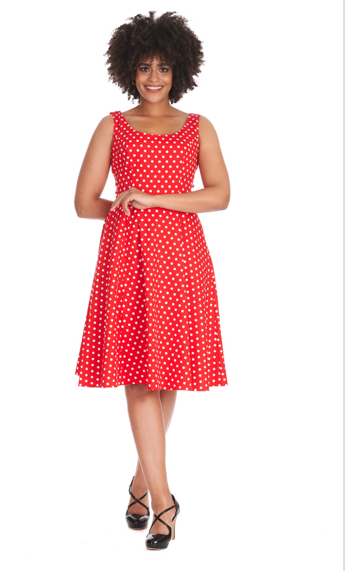 Swingkleid Dot Days 50's, Pünktchen, Rot