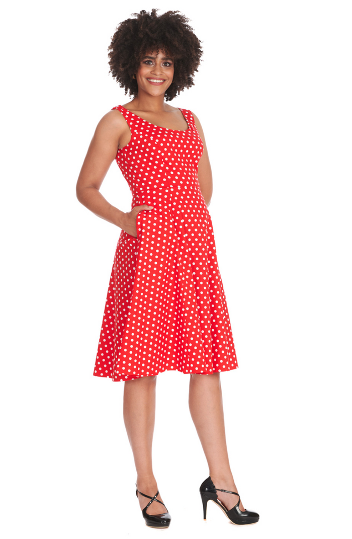 Swingkleid Dot Days 50's, Pünktchen, Rot