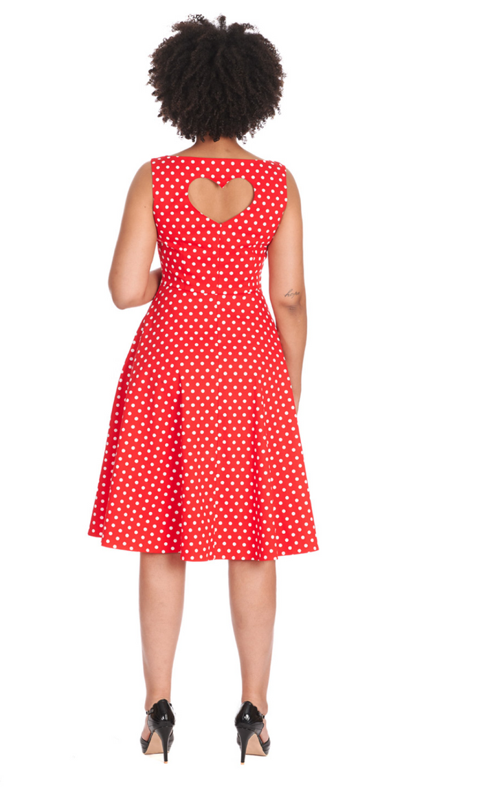 Swingkleid Dot Days 50's, Pünktchen, Rot