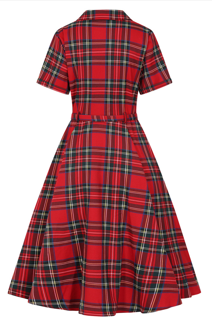 Swingkleid Hannah Holiday, Rote-Karomuster Plus Size