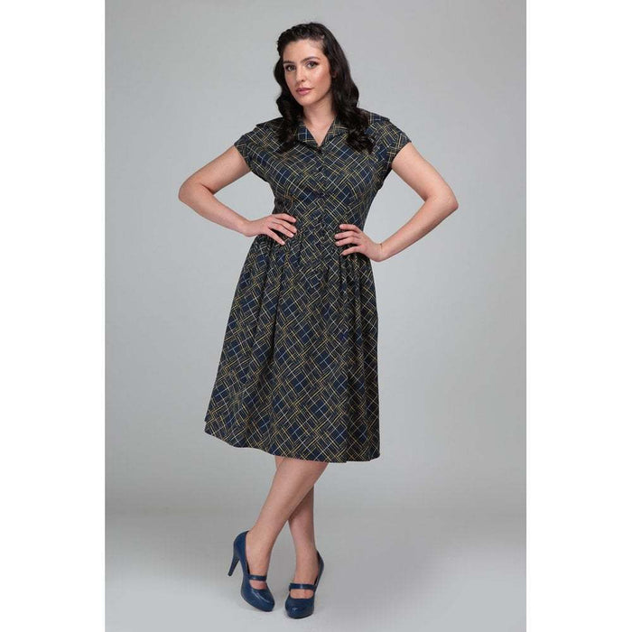 Swingkleid Judy Hatch, Navy, Plus Size
