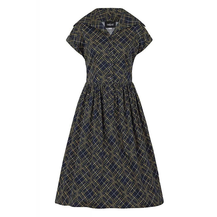 Swingkleid Judy Hatch, Navy, Plus Size