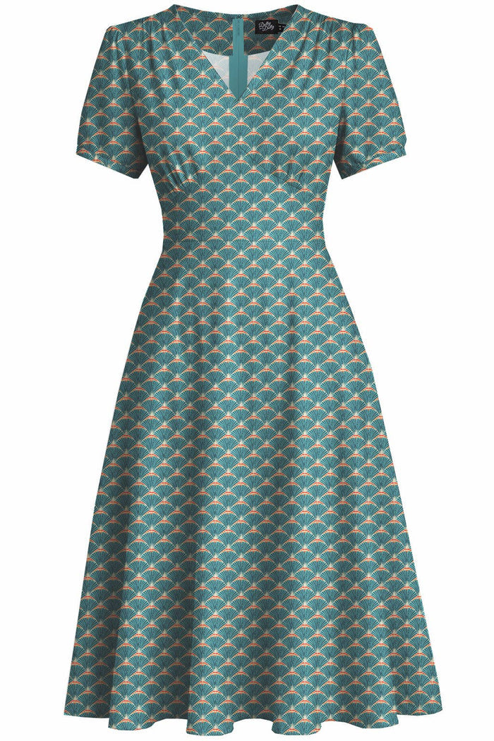 Swingkleid Julia 40's Teekleid, Blaugrün