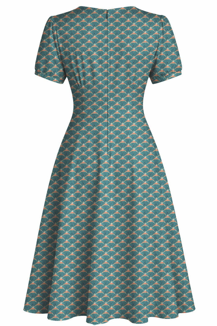 Swingkleid Julia 40's Teekleid, Blaugrün