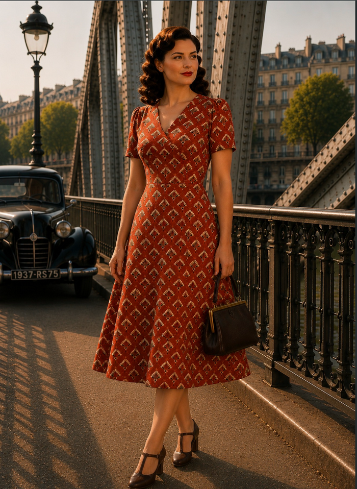 Swingkleid Julia 40's Teekleid – Rostrotes