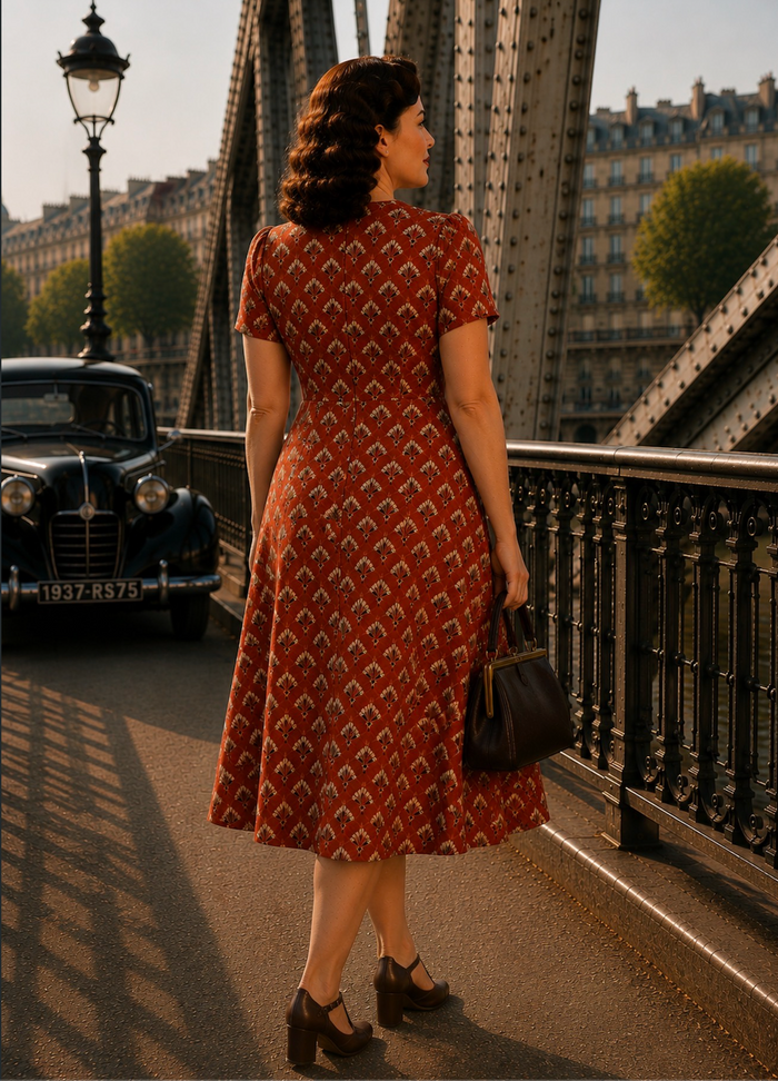 Swingkleid Julia 40's Teekleid – Rostrotes