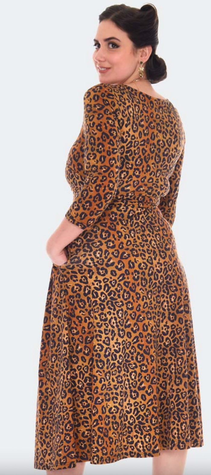 Swingkleid Leopard in Wickeloptik, Braun, Plus Size