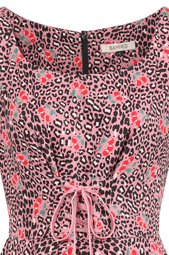 Swingkleid "Lola Cherry Leopard", Pink, Plus Size