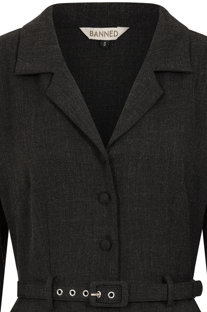 Swingkleid Marigold 40's, Tweed Stoff, Dunkelgrau, Plus Size