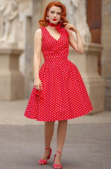 Swingkleid May Polkadot, Rot, Plus Size