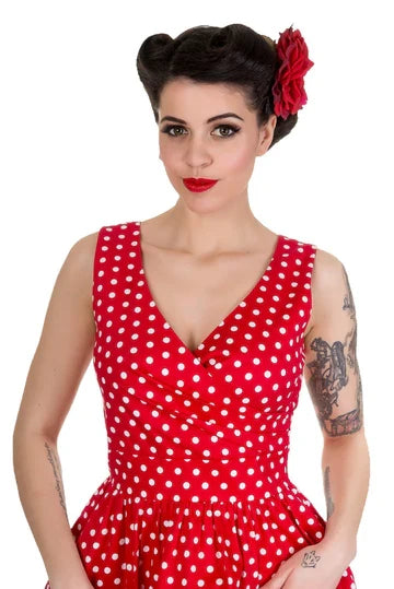 Swingkleid May Polkadot, Rot, Plus Size