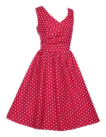 Swingkleid May Polkadot, Rot, Plus Size